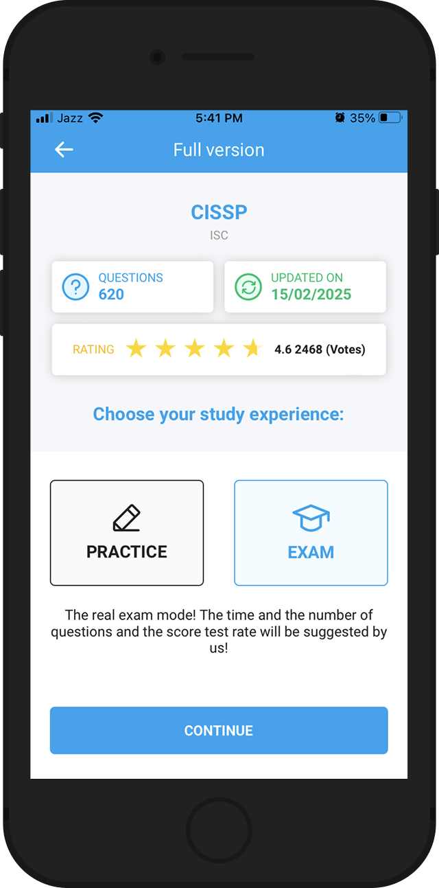 Take real exam with Exam Mode.